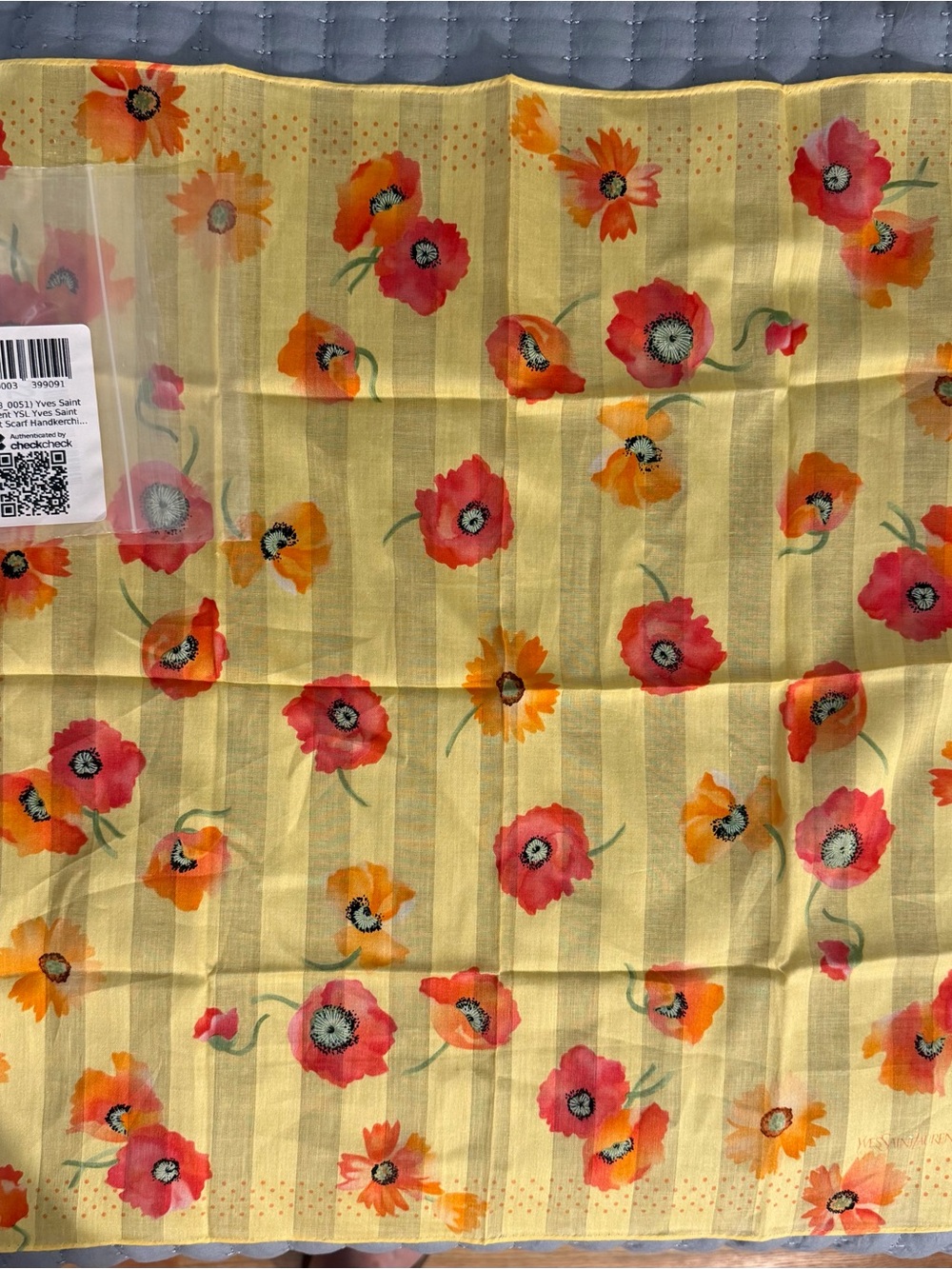 YSL Yellow Poppy Vintage Hankerchief Scarf